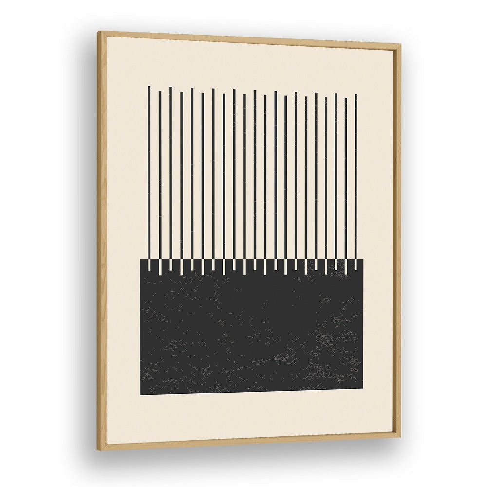 black and white lines series II by jay stanley geometric paintings in Oak Wood Plain Frame