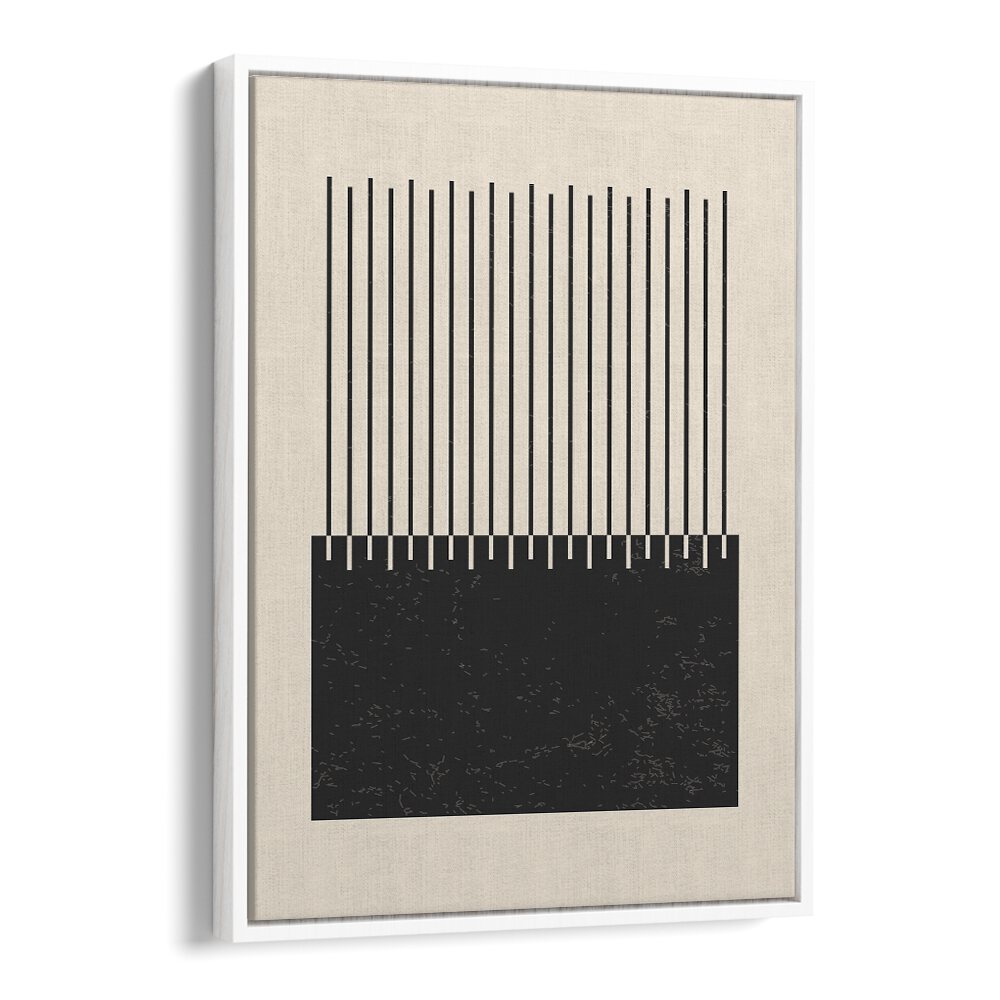 black and white lines series II by jay stanley geometric paintings in White Floater Frame