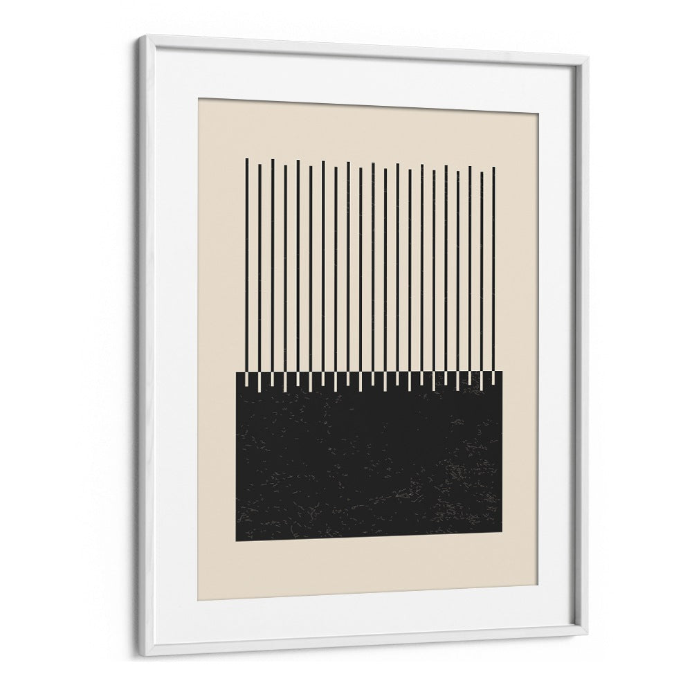 black and white lines series II by jay stanley geometric paintings in White Frame With Mount