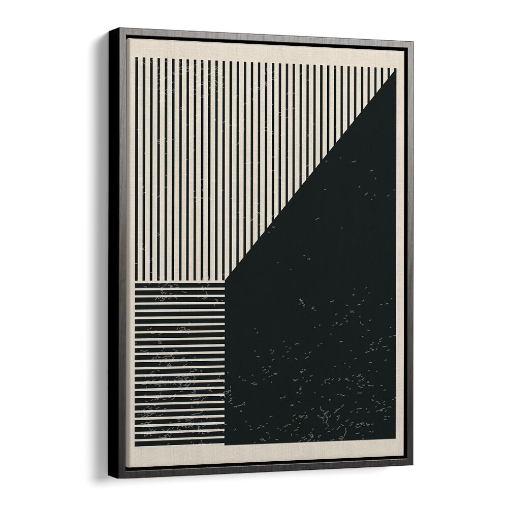 black and white lines series IV by jay stanley geometric paintings in Black Floater Frame