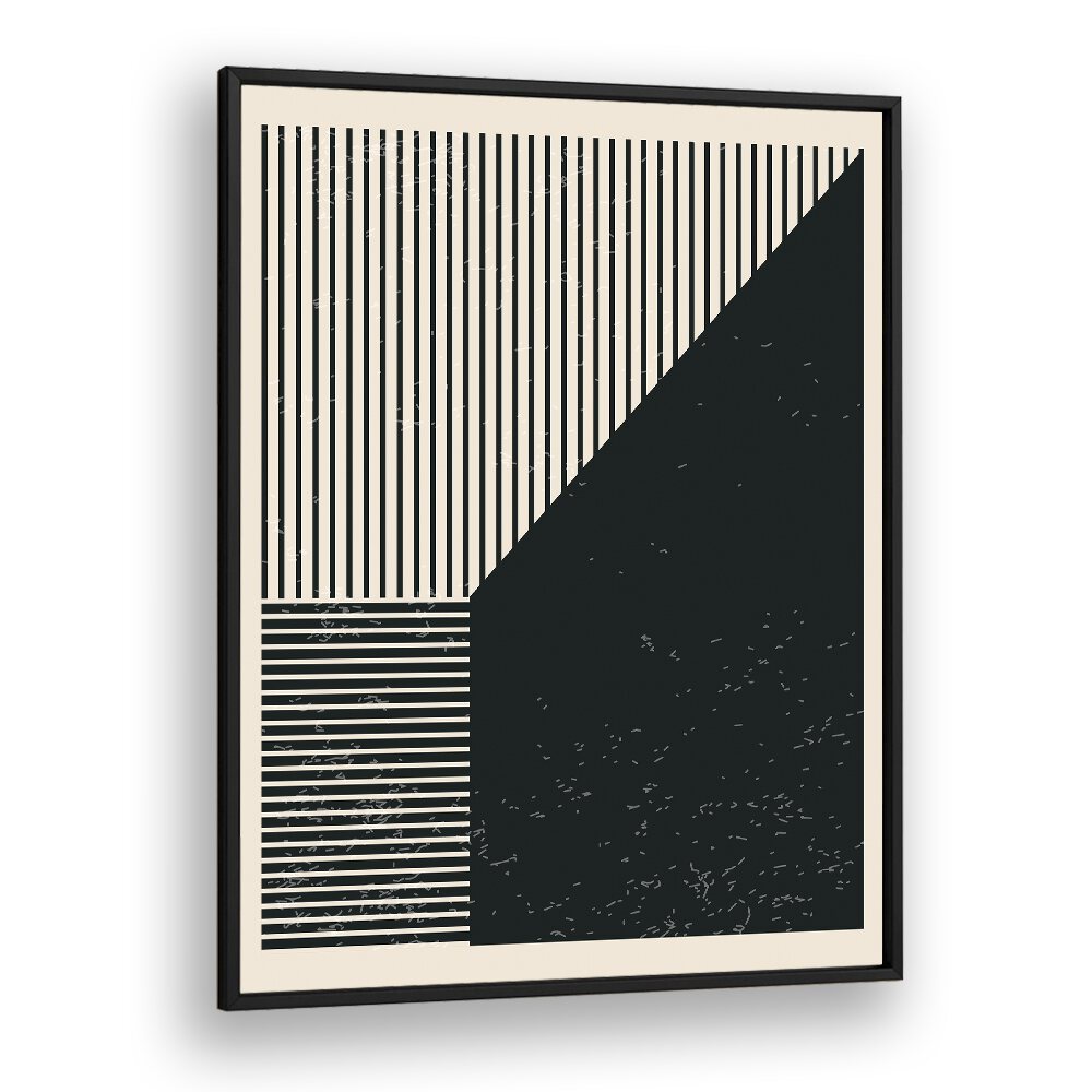 black and white lines series IV by jay stanley geometric paintings in Black Plain Frame