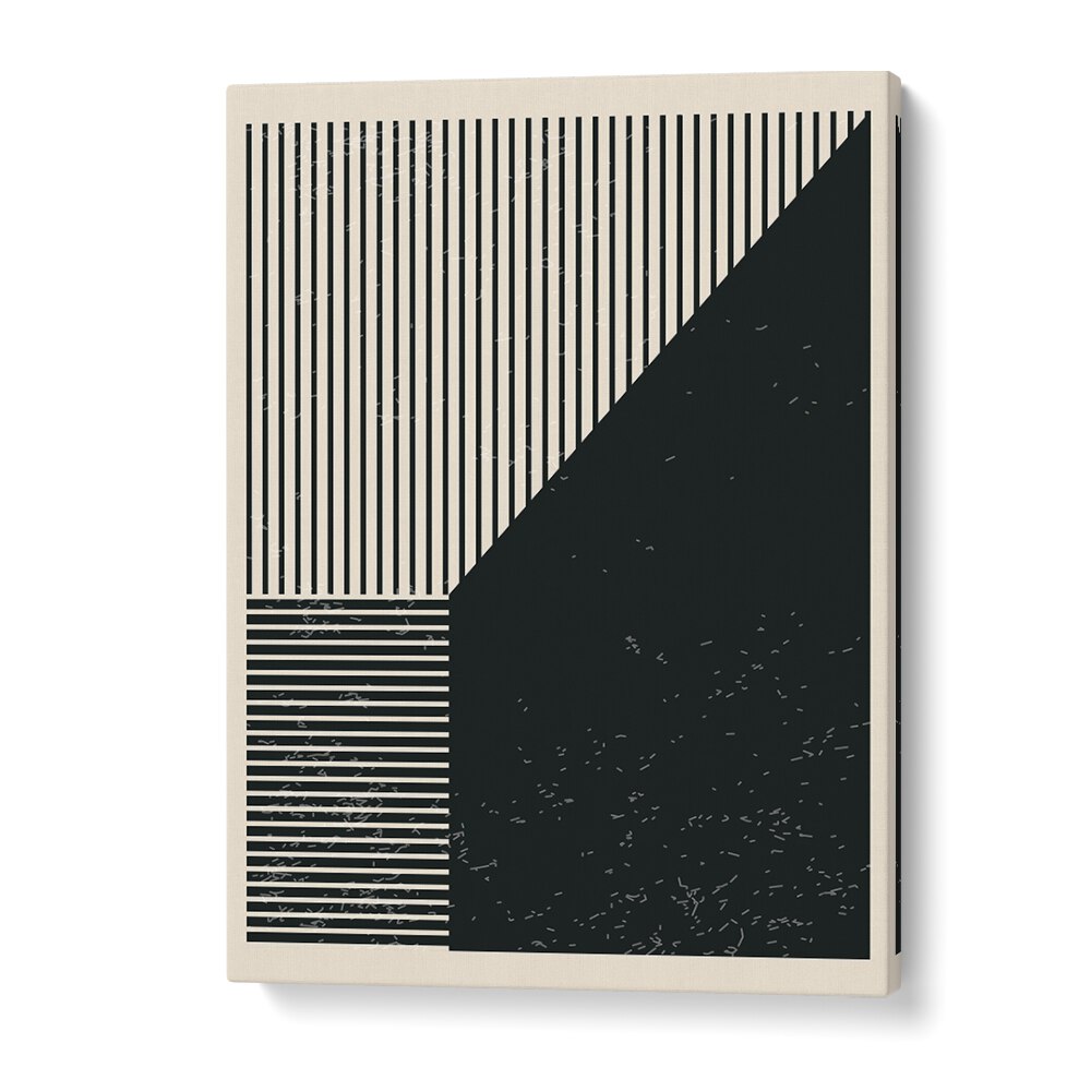 black and white lines series IV by jay stanley geometric paintings in Gallery Wrap