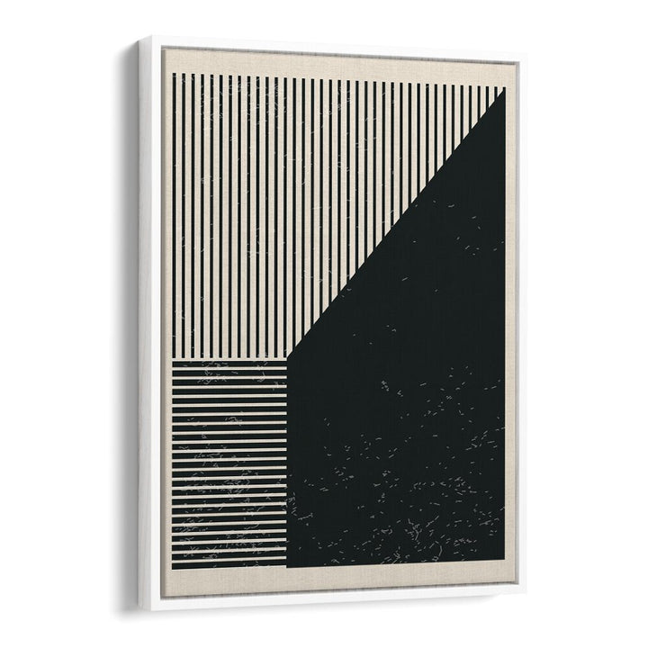 black and white lines series IV by jay stanley geometric paintings in White Floater Frame