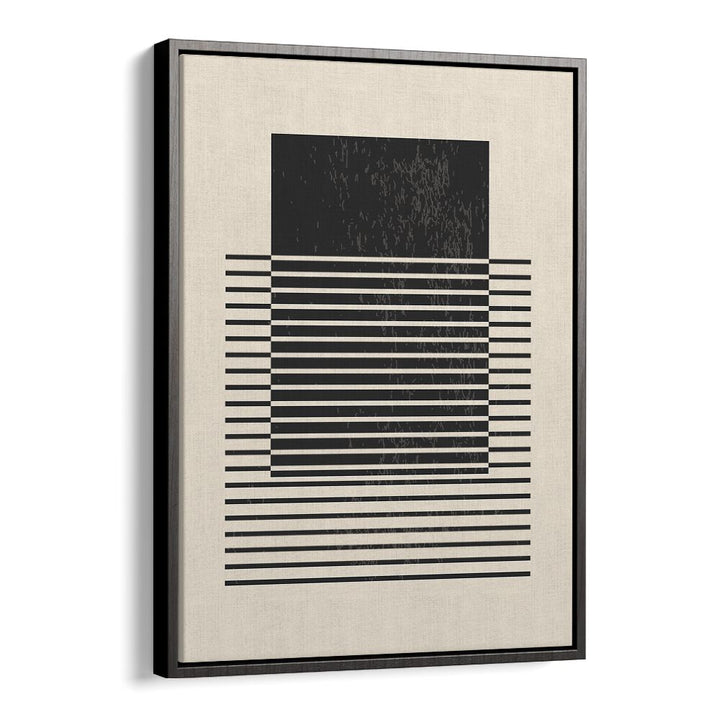 black and white lines series V by jay stanley geometric paintings in Black Floater Frame