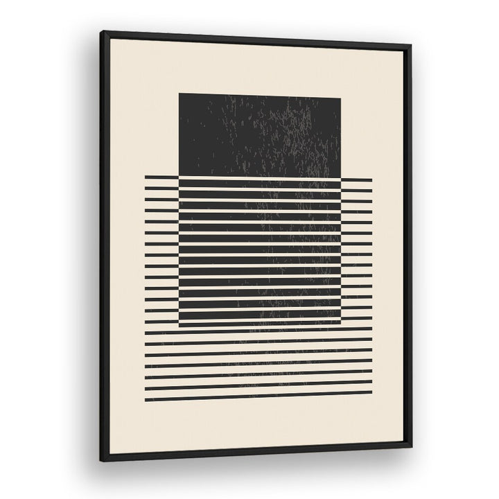 black and white lines series V by jay stanley geometric paintings in Black Plain Frame