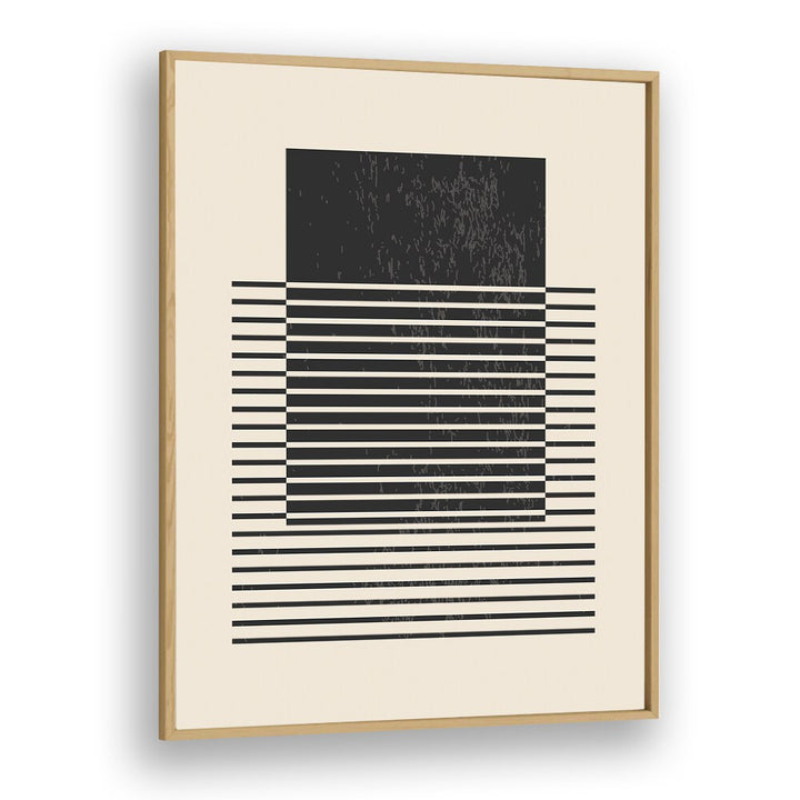 black and white lines series V by jay stanley geometric paintings in Oak Wood Plain Frame