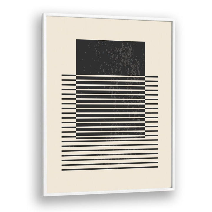 black and white lines series V by jay stanley geometric paintings in White Plain Frame