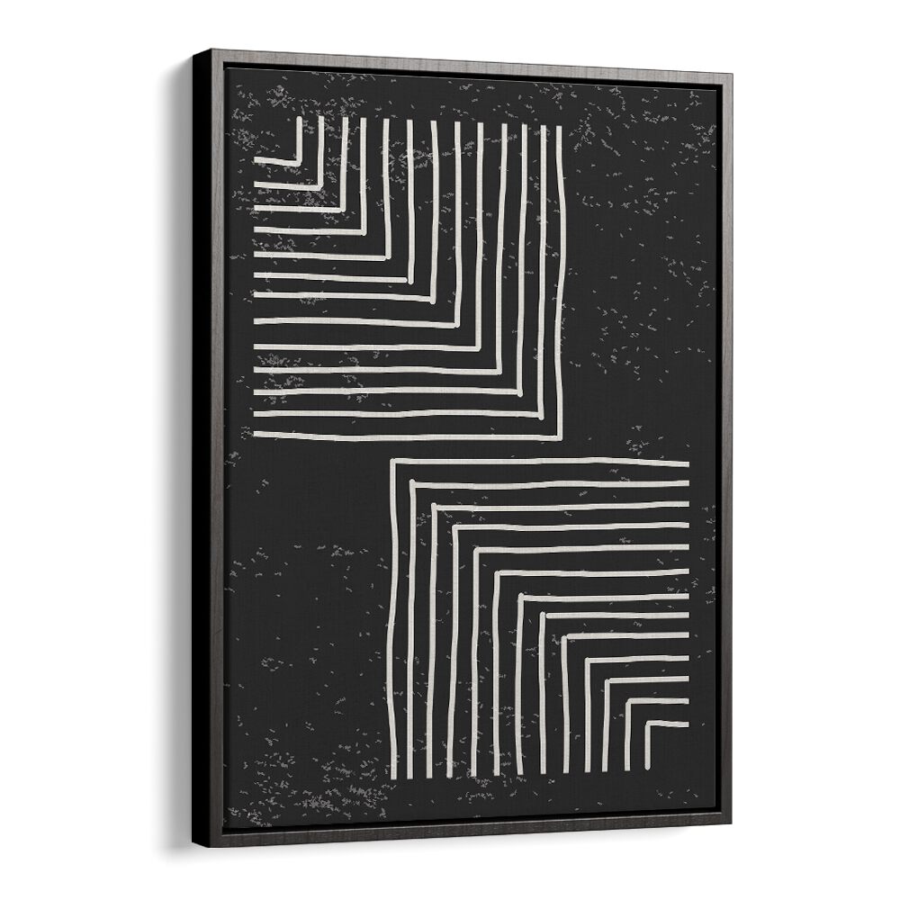 black and white lines series VI by jay stanley geometric paintings in Black Floater Frame