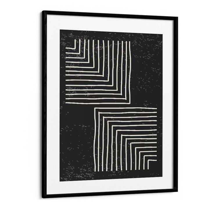 black and white lines series VI by jay stanley geometric paintings in Black Frame With Mount