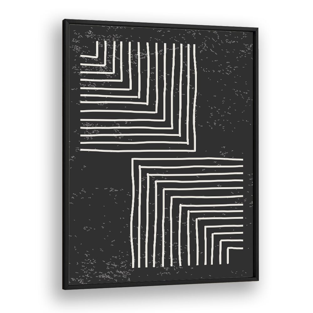 black and white lines series VI by jay stanley geometric paintings in Black Plain Frame