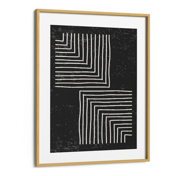 black and white lines series VI by jay stanley geometric paintings in Oak Wood Frame With Mount