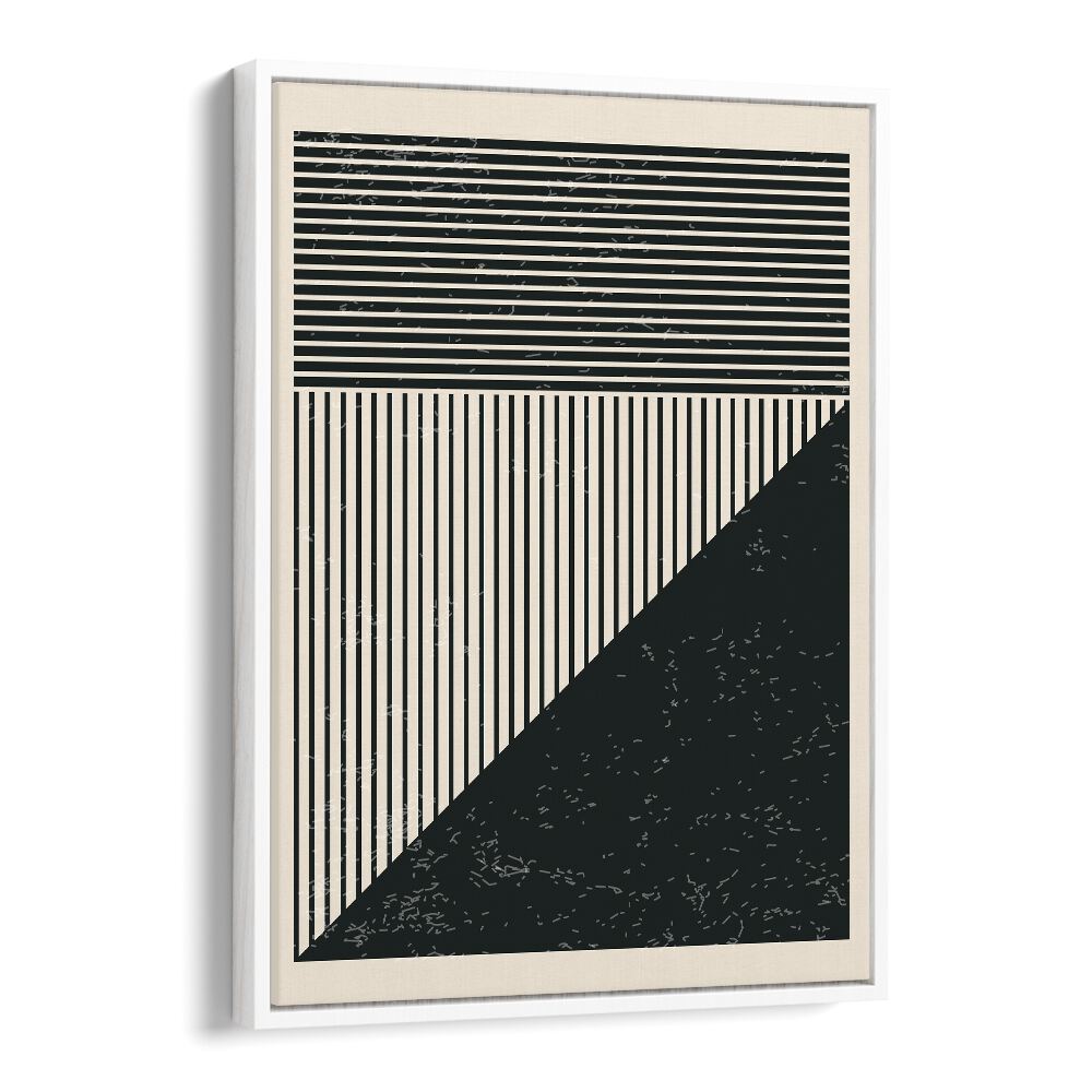 black and white lines series v by jay stanley geometric art prints geometric paintings in White Floater Frame