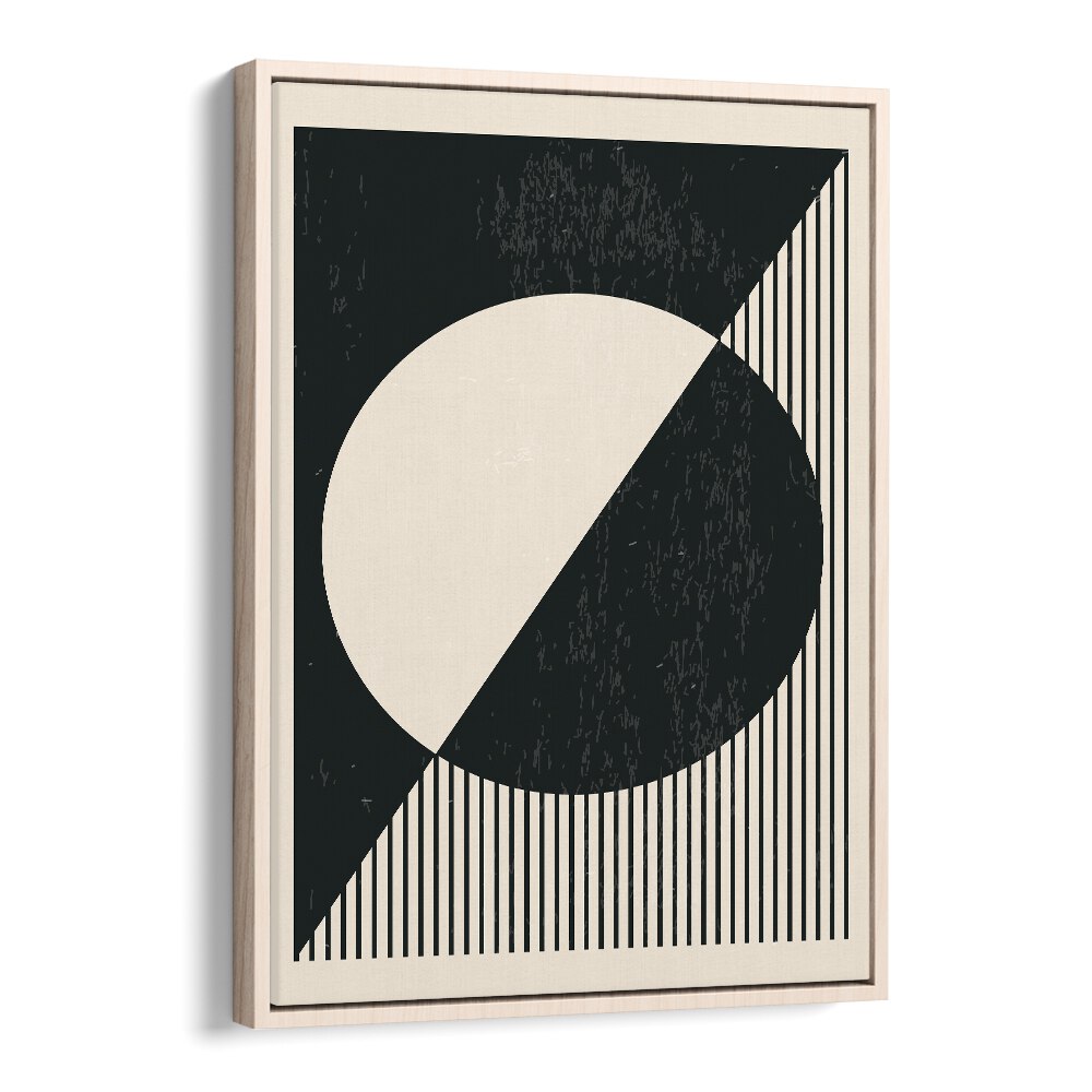 black and white planets ii by jay stanley geometric art prints geometric paintings in Oak Wood Floater Frame