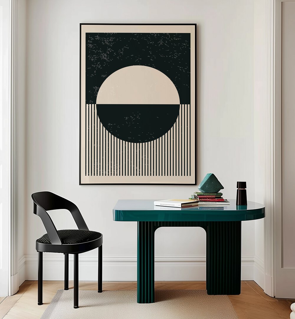 black and white planets iv by jay stanley geometric art prints geometric paintings Artwork I placed on a wall