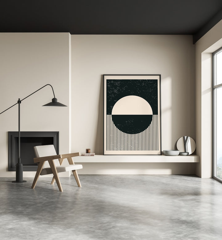 black and white planets iv by jay stanley geometric art prints geometric paintings Artwork III placed on a wall