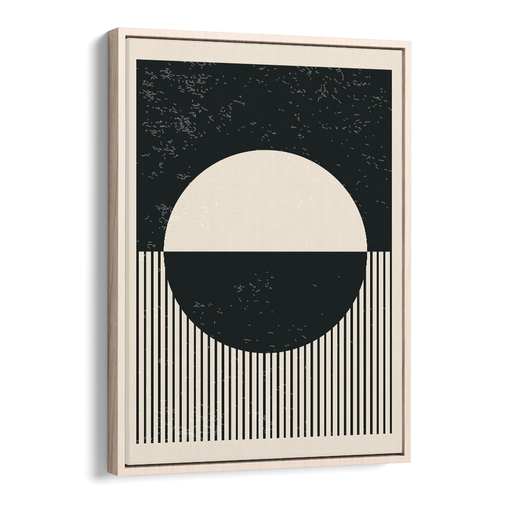 black and white planets iv by jay stanley geometric art prints geometric paintings in Oak Wood Floater Frame