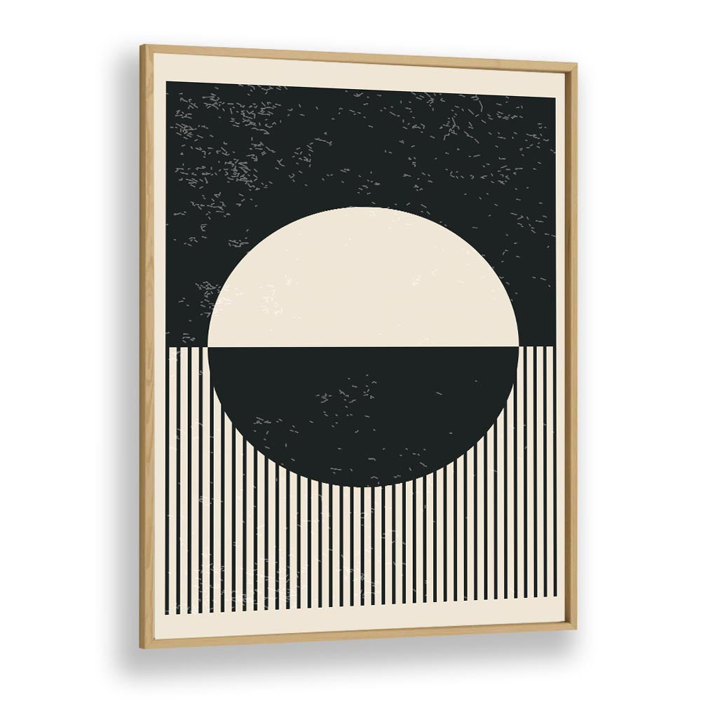 black and white planets iv by jay stanley geometric art prints geometric paintings in Oak Wood Plain Frame