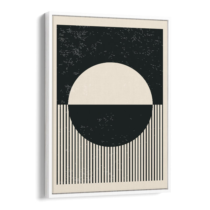 black and white planets iv by jay stanley geometric art prints geometric paintings in White Floater Frame