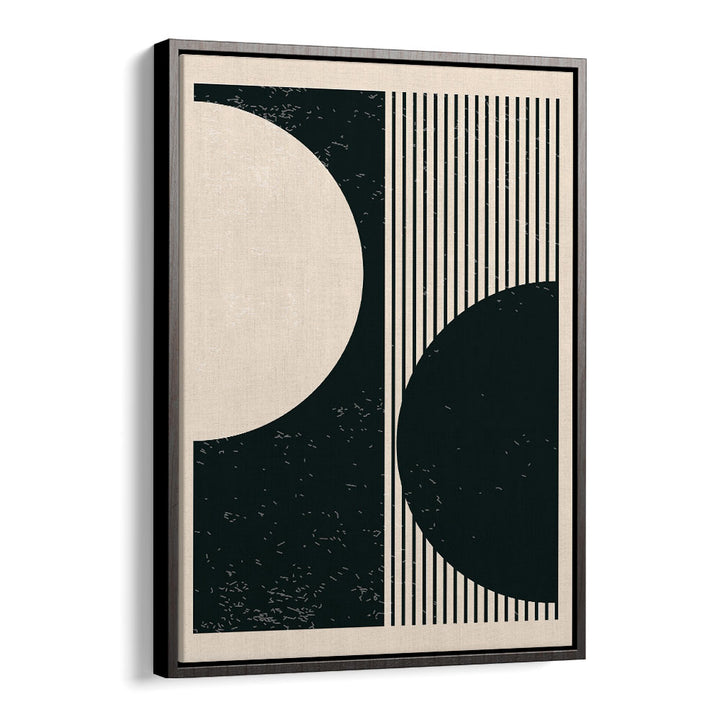 black and white planets series i by jay stanley geometric art prints geometric paintings in Black Floater Frame