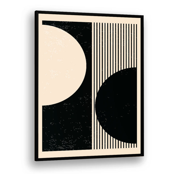 black and white planets series i by jay stanley geometric art prints geometric paintings in Black Plain Frame