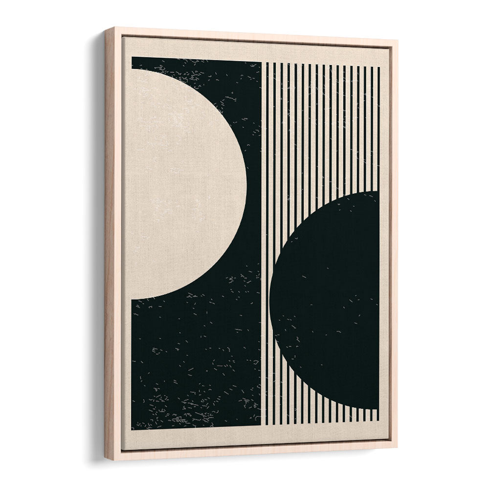 black and white planets series i by jay stanley geometric art prints geometric paintings in Oak Wood Floater Frame