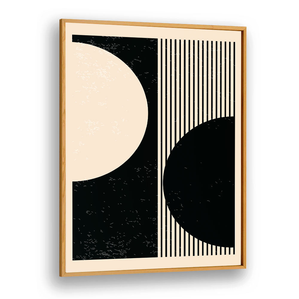 black and white planets series i by jay stanley geometric art prints geometric paintings in Oak Wood Plain Frame