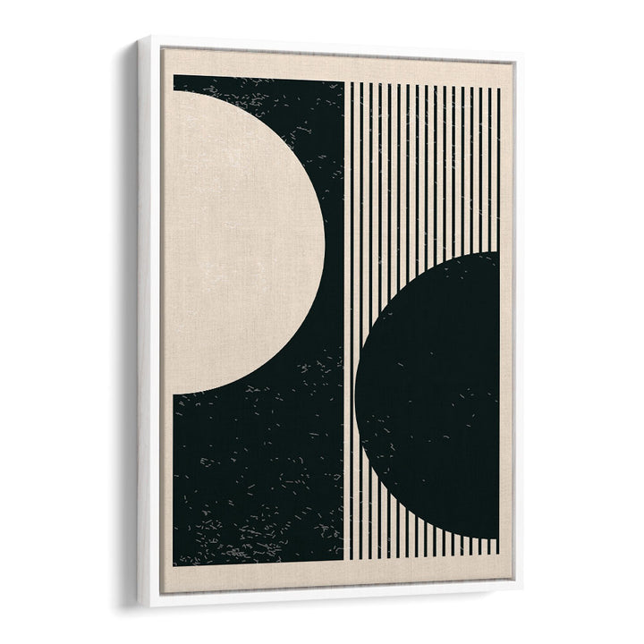 black and white planets series i by jay stanley geometric art prints geometric paintings in White Floater Frame