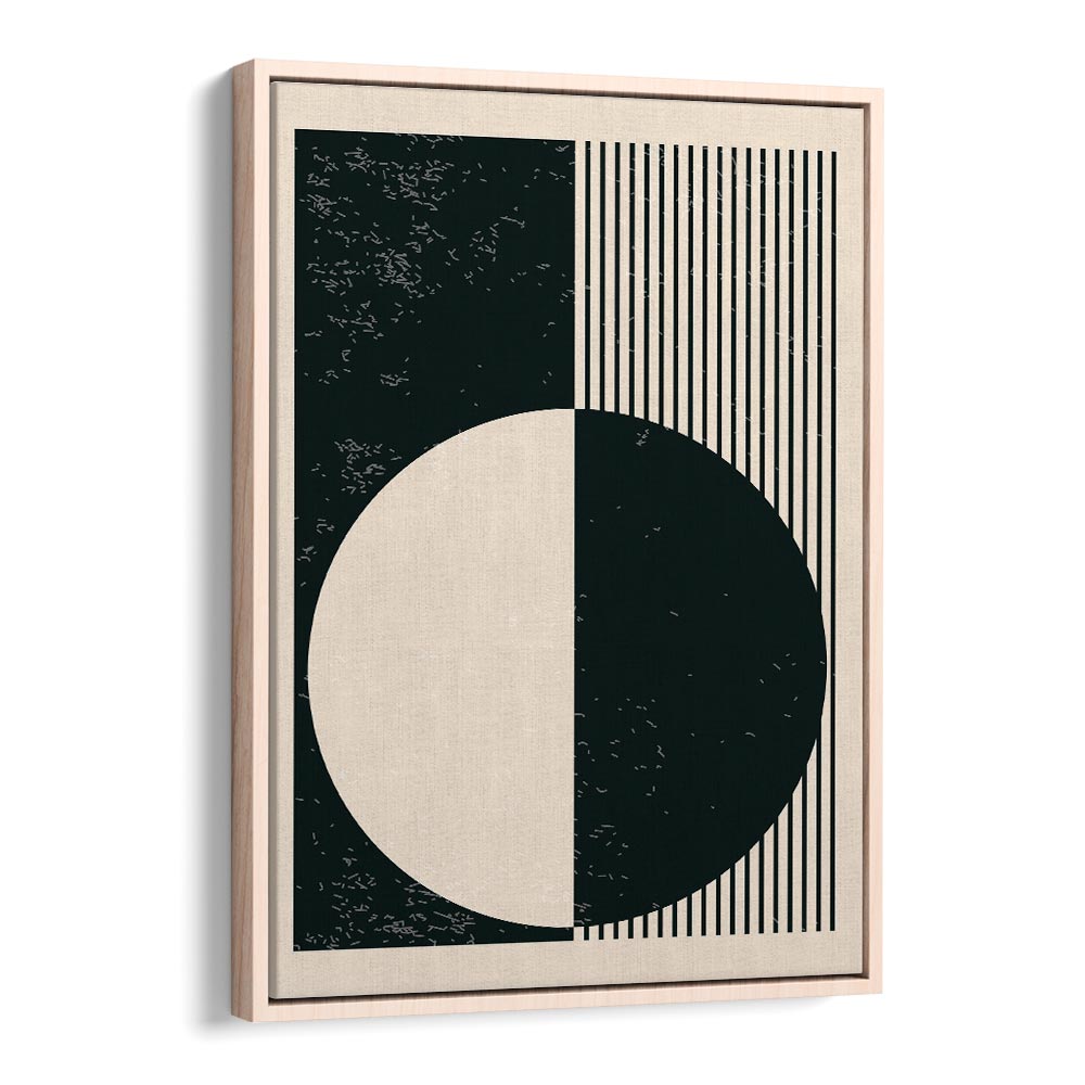 black and white planets series iii by jay stanley geometric art prints geometric paintings in Oak Wood Floater Frame