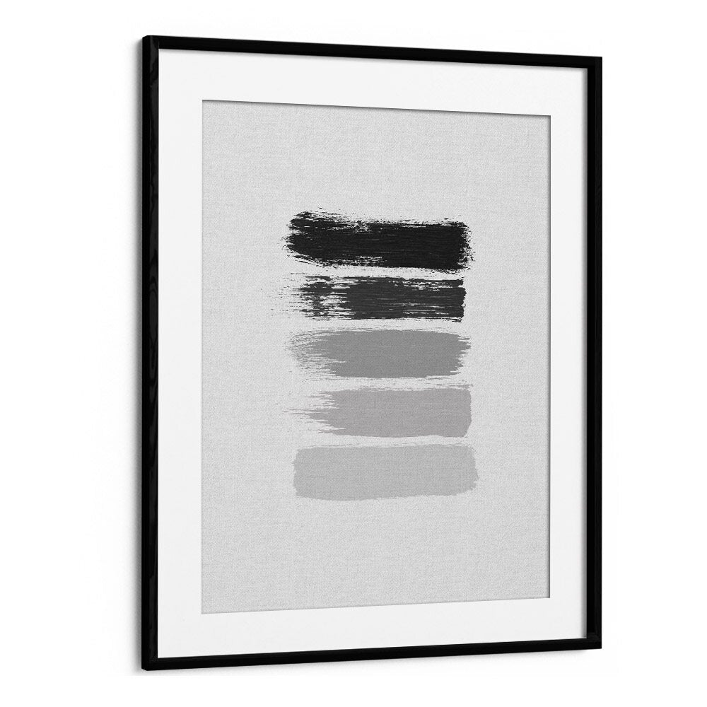 black and white stripes by orara studio abstract art abstract paintings in Black Frame With Mount