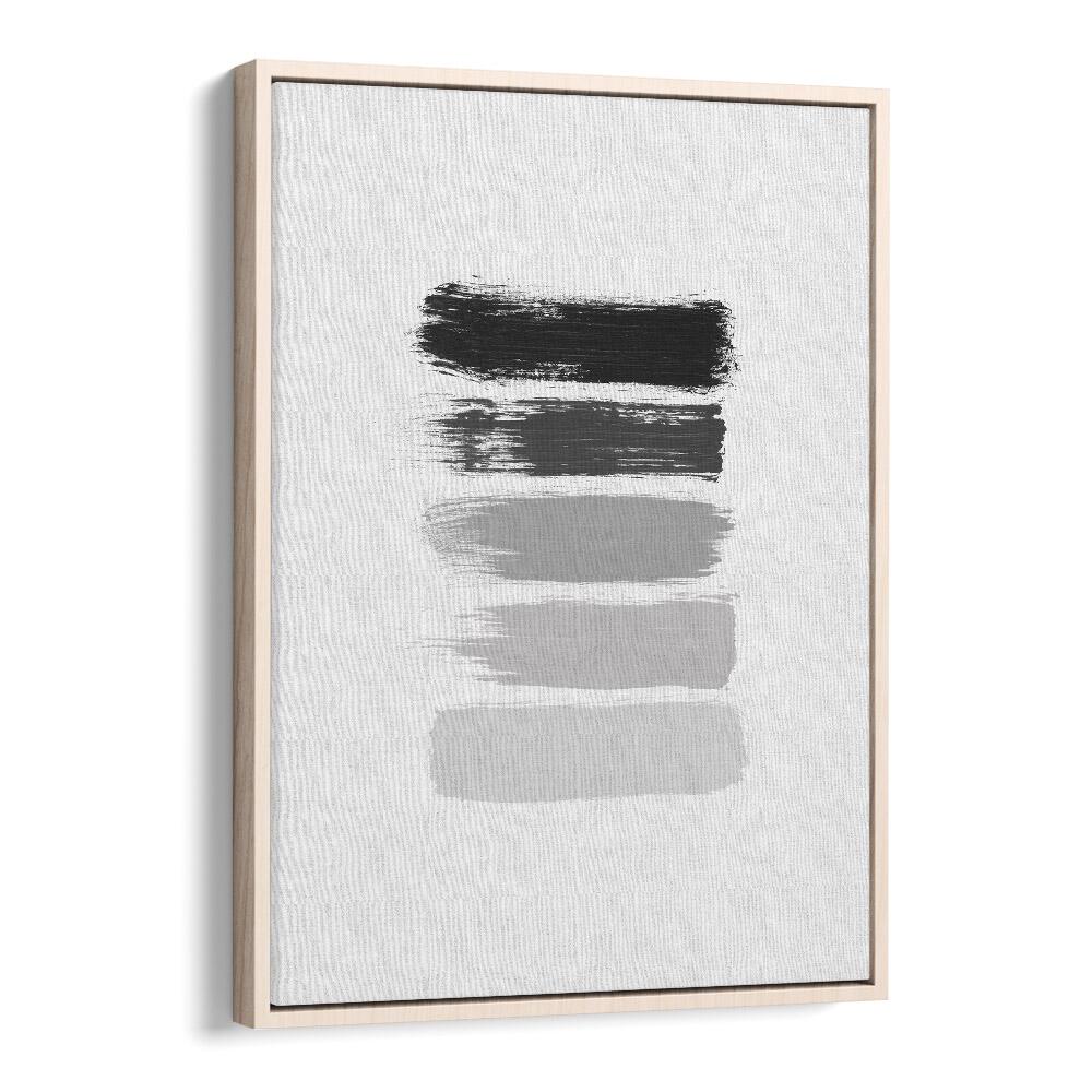 black and white stripes by orara studio abstract art abstract paintings in Oak Wood Floater Frame