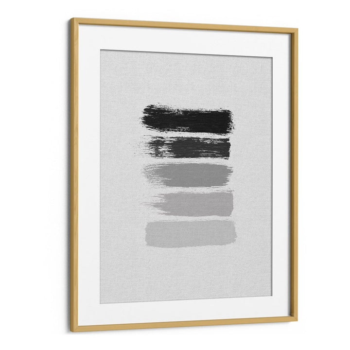 black and white stripes by orara studio abstract art abstract paintings in Oak Wood Frame With Mount