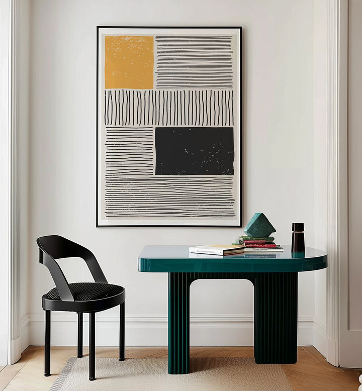 black and yellow i by jay stanley geometric paintings Artwork I placed on a wall