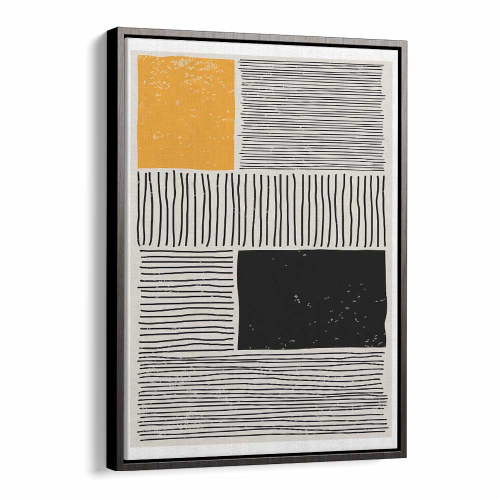 black and yellow i by jay stanley geometric paintings in Black Floater Frame