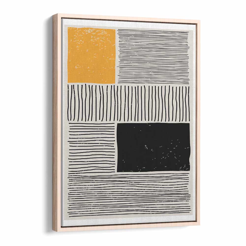 black and yellow i by jay stanley geometric paintings in Oak Wood Floater Frame