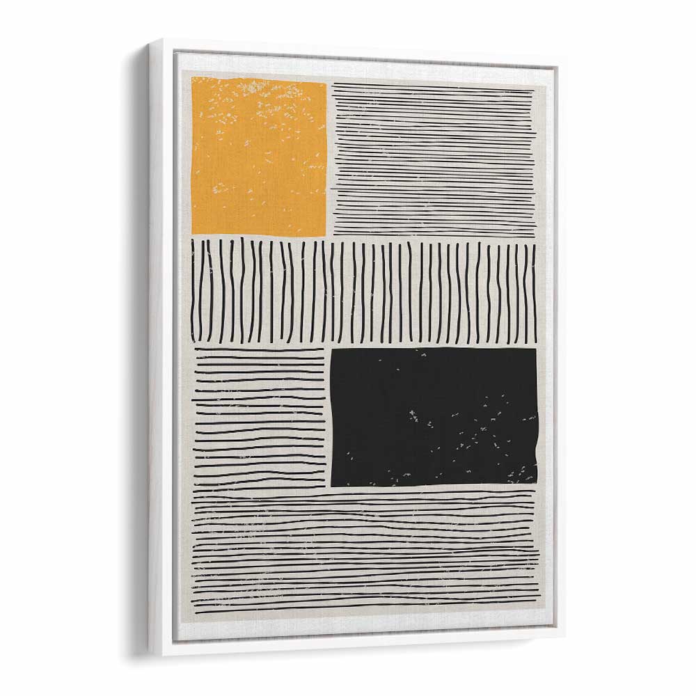 black and yellow i by jay stanley geometric paintings in White Floater Frame