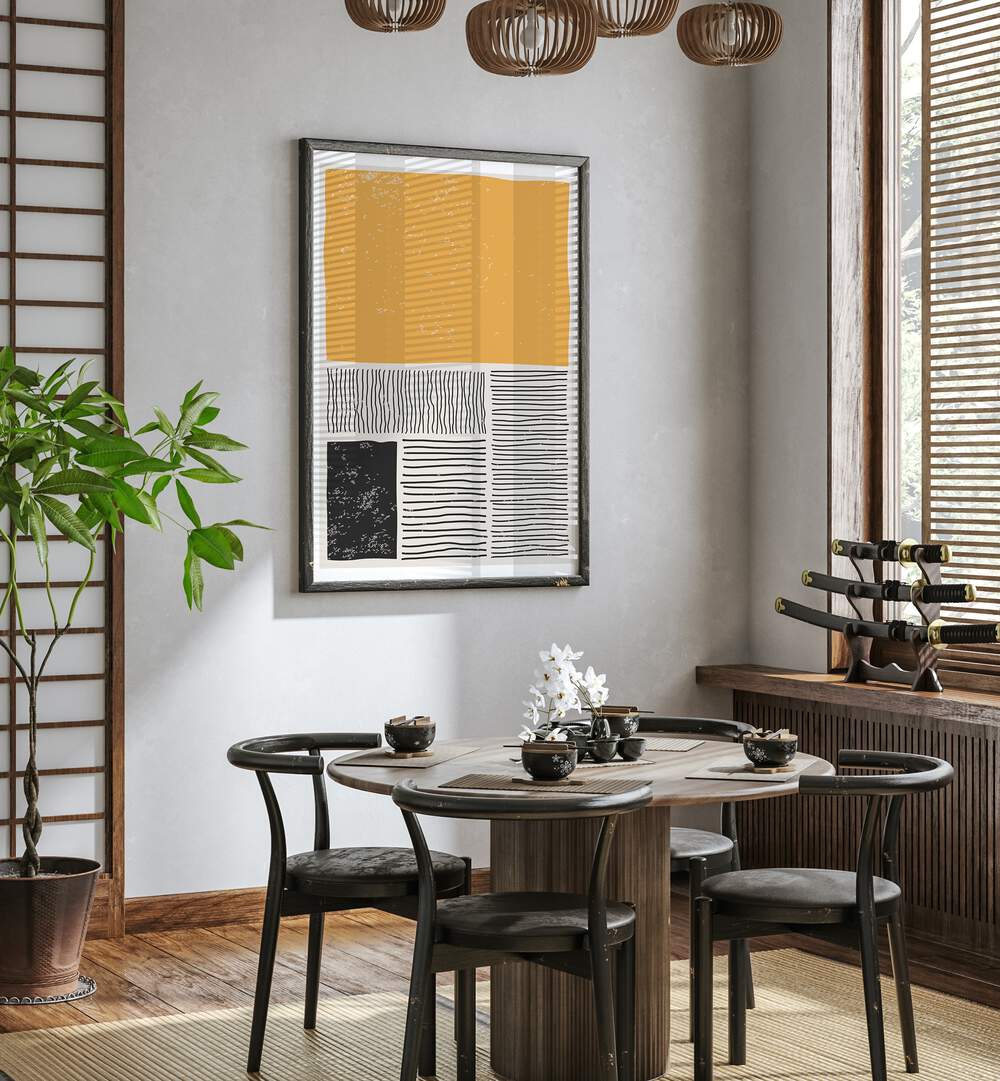 black and yellow ii by jay stanley geometric paintings Artwork I placed on a wall