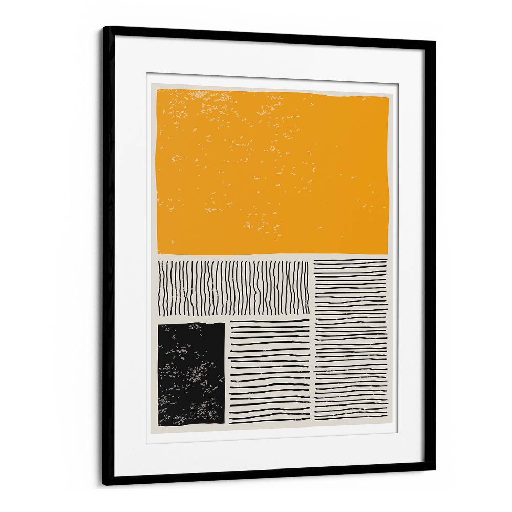 black and yellow ii by jay stanley geometric paintings in Black Frame With Mount