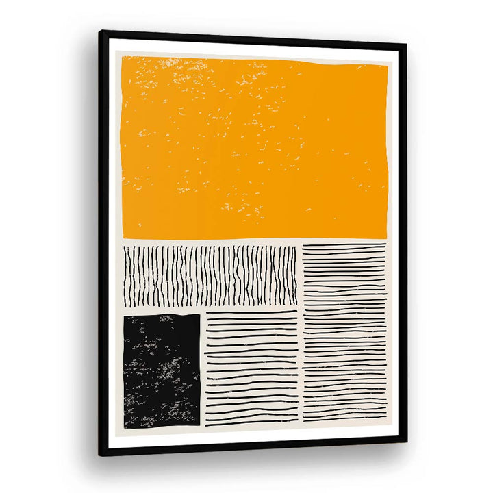 black and yellow ii by jay stanley geometric paintings in Black Plain Frame