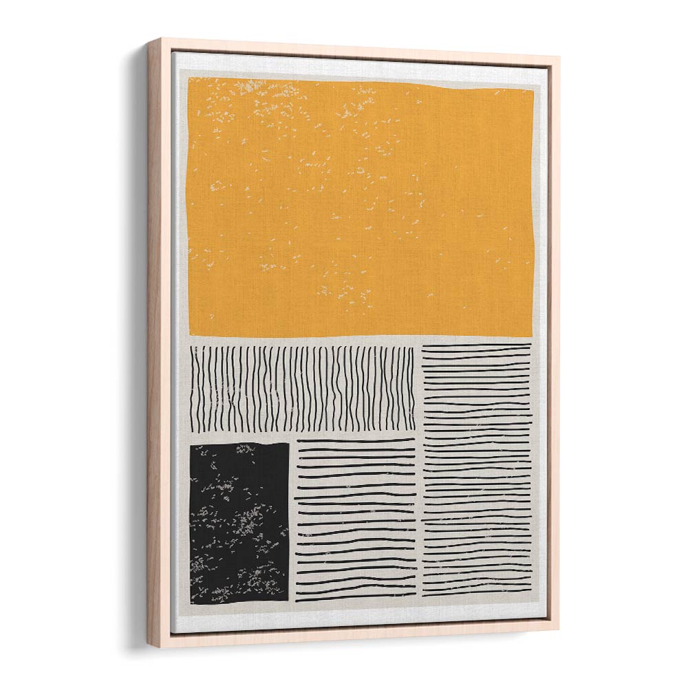 black and yellow ii by jay stanley geometric paintings in Oak Wood Floater Frame