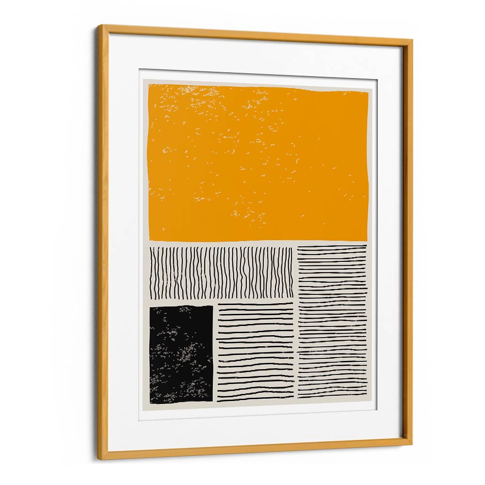 black and yellow ii by jay stanley geometric paintings in Oak Wood Frame With Mount