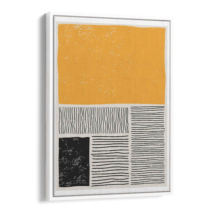 black and yellow ii by jay stanley geometric paintings in White Floater Frame