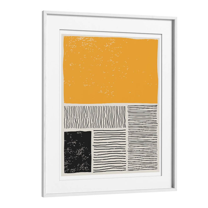 black and yellow ii by jay stanley geometric paintings in White Frame With Mount