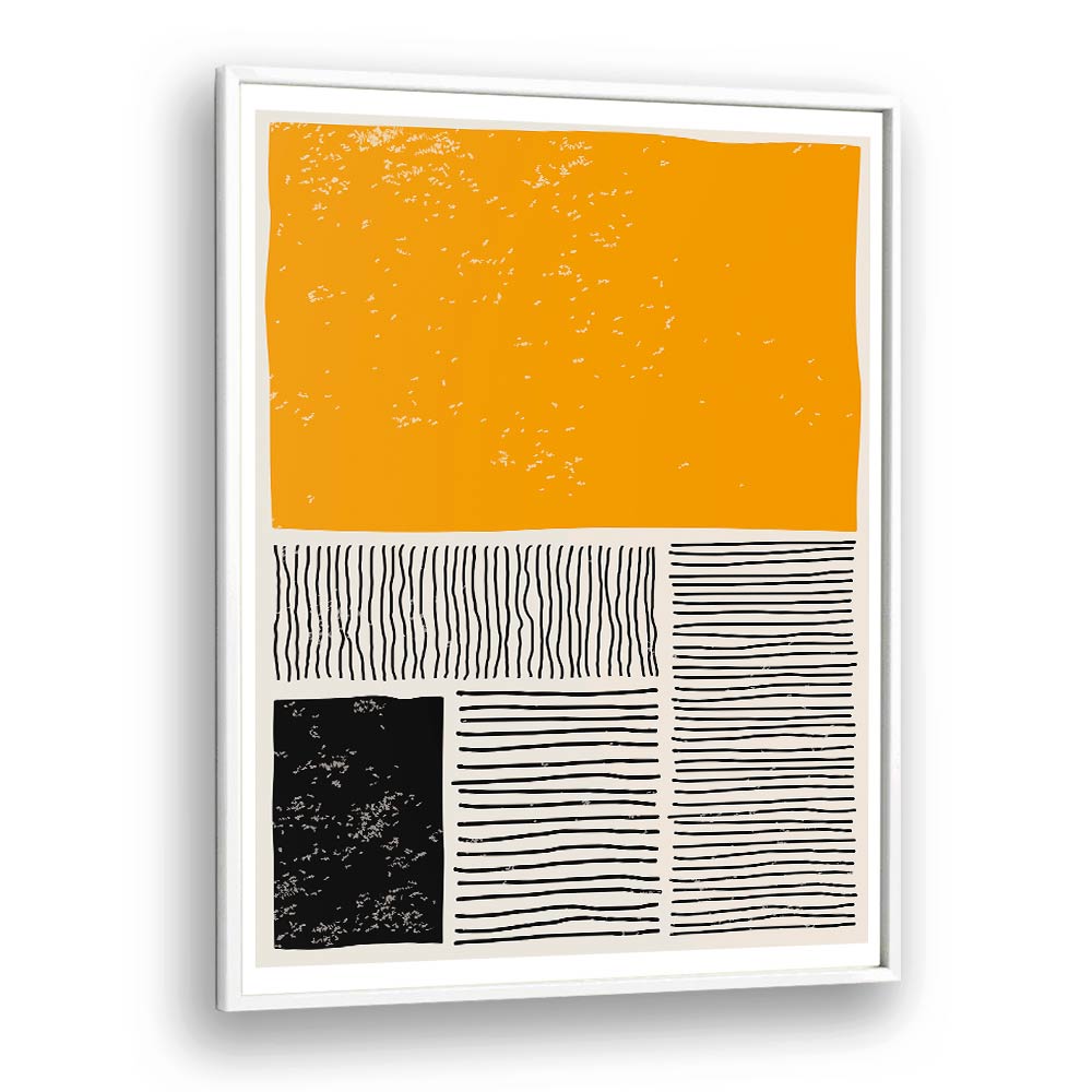 black and yellow ii by jay stanley geometric paintings in White Plain Frame