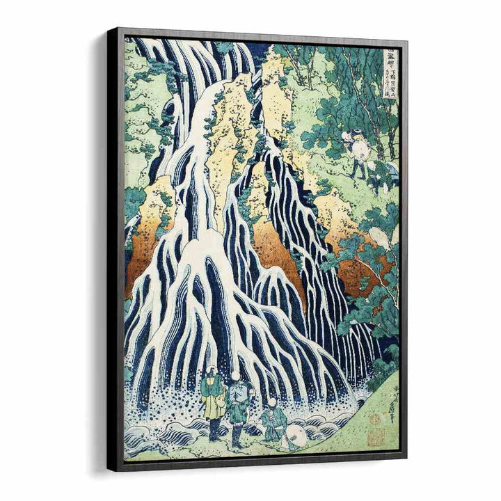 Falling Mist Waterfall At Mount Kurokami In Shimotsuke Province By Katsushika Hokusai Japanese Paintings in Black Floater Frame