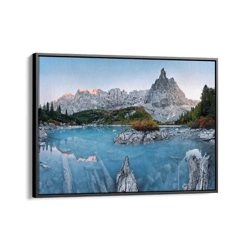 kids painting - TURQUOISE MOUNTAIN LAKE LAGO DI SORAPISS by Asianmonk