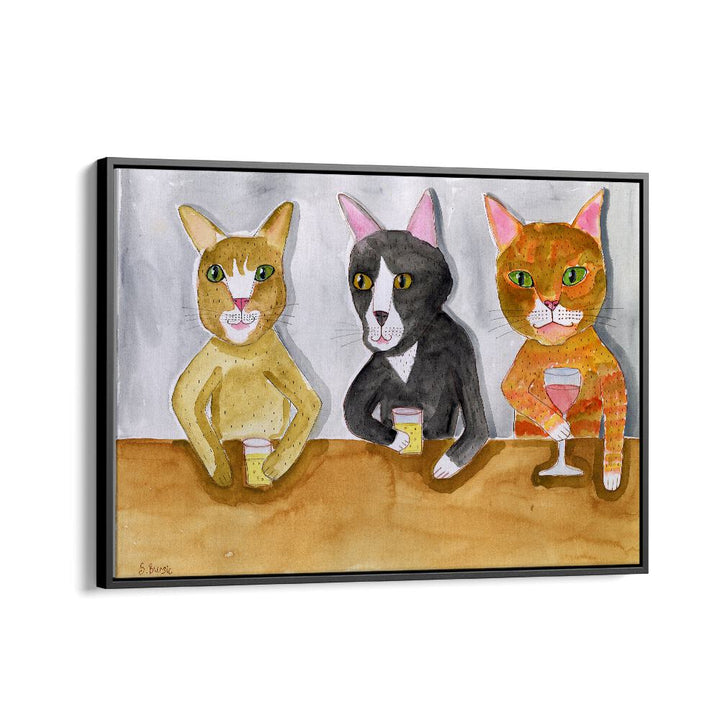 kids painting - THREE CATS AT THE BAR by Asianmonk