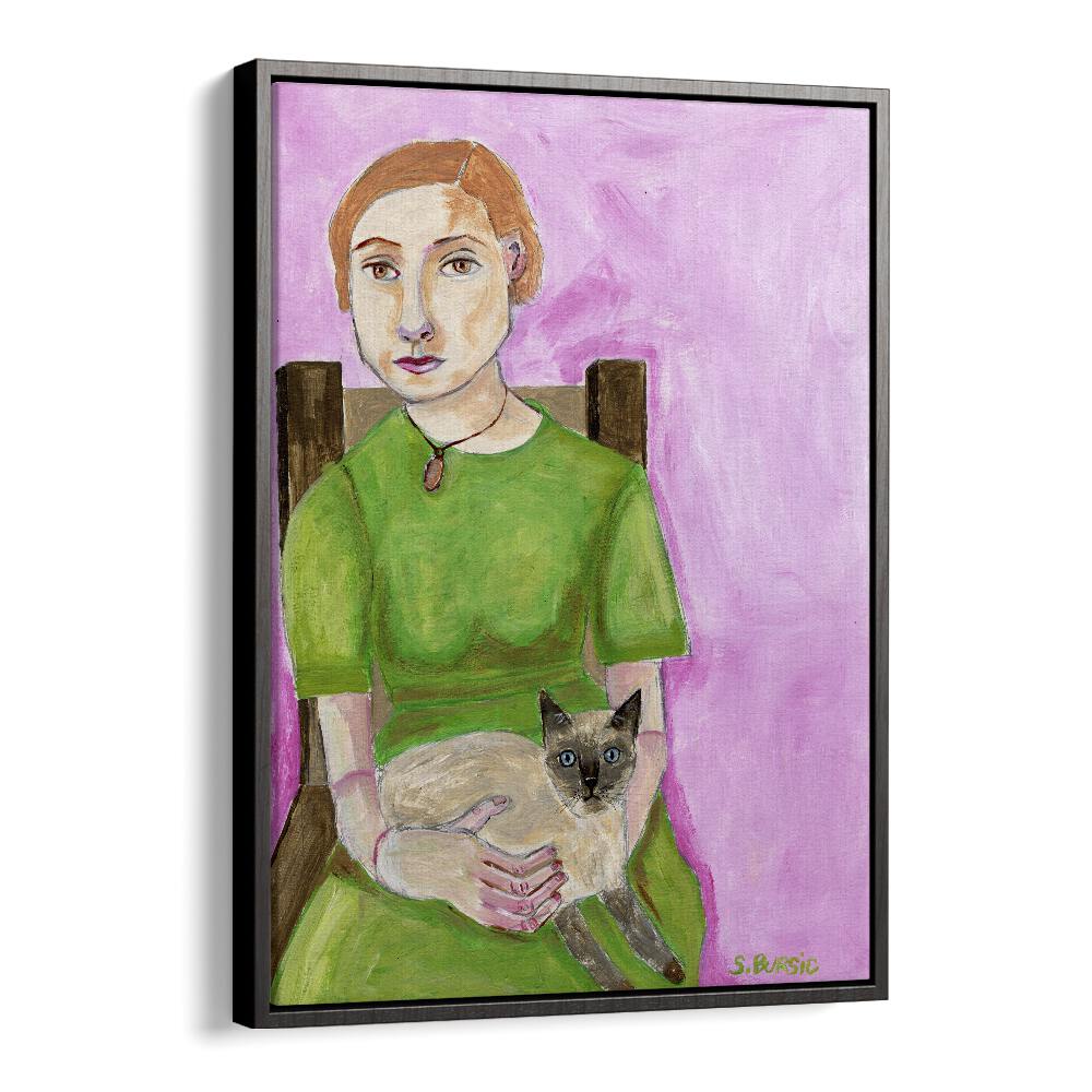 Vintage painting - LADY WITH CAT II by Asianmonk