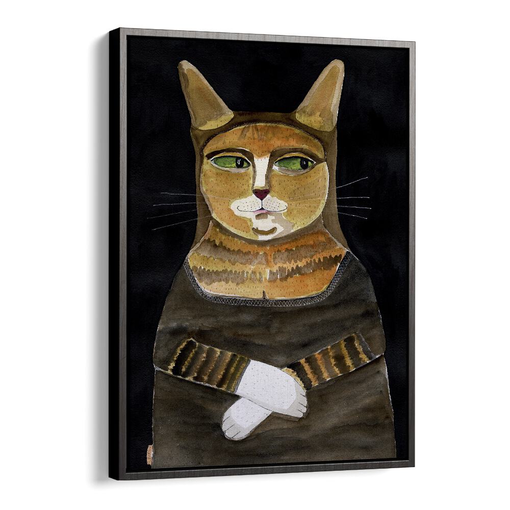 Vintage painting - MONA LISA CAT FUNNY CAT HUMOUR GINGER ORANGE CAT by Asianmonk