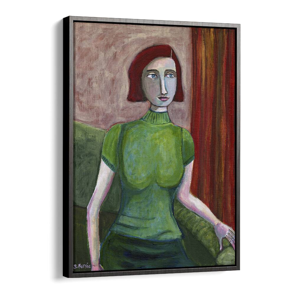 Vintage painting - VINTAGE RED HEAD IN GREEN by Asianmonk