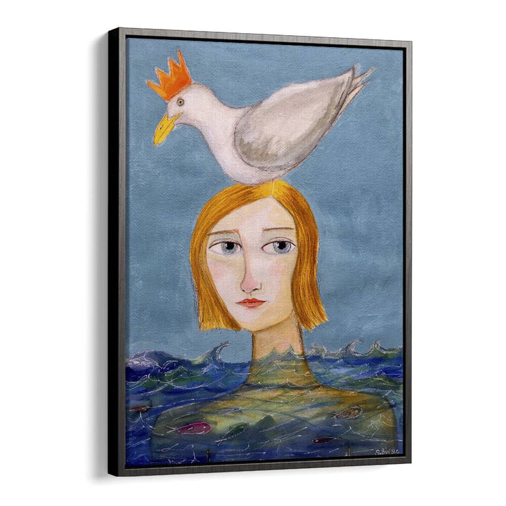 Vintage painting - WOMAN SWIMMING WITH DUCK by Asianmonk